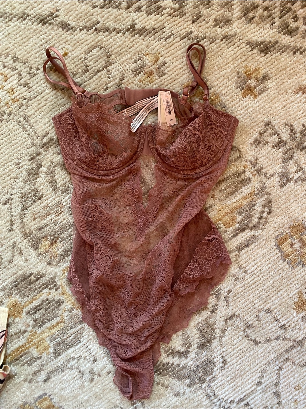 Victoria's Secret Dusty Rose Lace Underwire Teddy